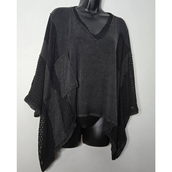 Pol Oversized Shirt Size Medium Charcoal V-Neck Short Sleeve - Picture 2 of 4